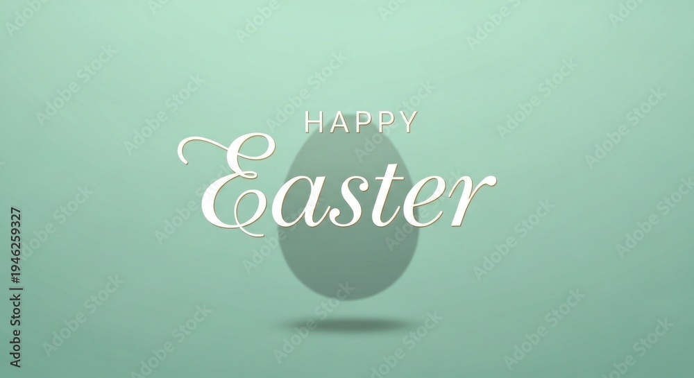 Fototapeta premium Happy Easter greeting with elegant egg design on green background