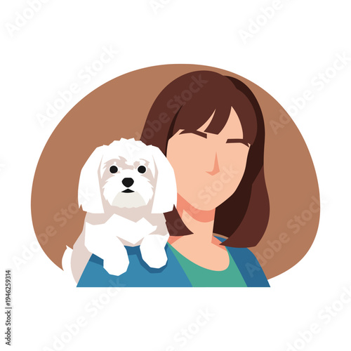 Woman Holding a Maltese Dog