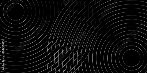 Create a bold look with a centric circle background featuring vector graphics of sound waves.