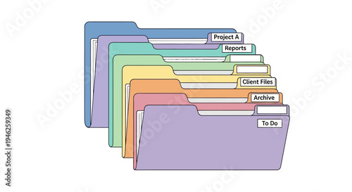 Colorful File Folders Organized For Business Documents.