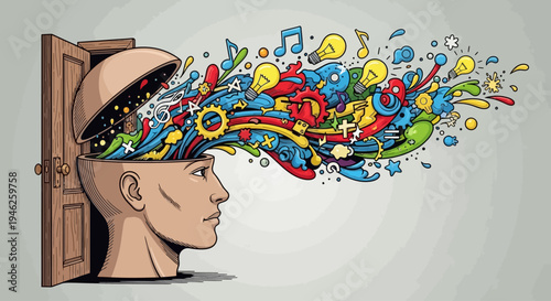 Creative Mind Bursting With Ideas And Imagination.