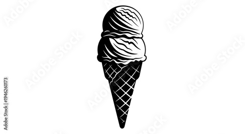 Delicious double scoop ice cream cone illustration.