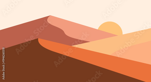 Desert sand dunes at sunset with warm colors.