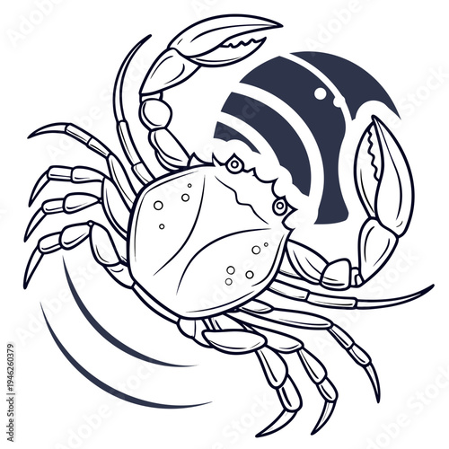 Crab with signal waves icon - wireless technology and seafood concept