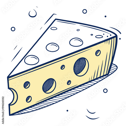 Delicious cheese slice wedge illustration - dairy food product graphic