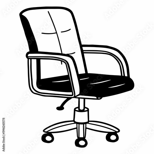 Modern office chair outline icon - ergonomic swivel chair vector illustration