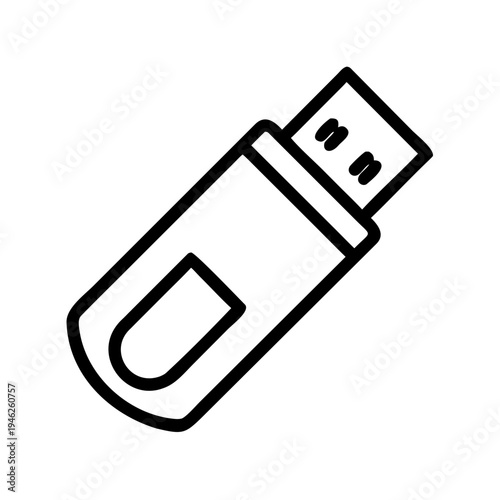 Usb flash drive outline icon for data storage and digital technology