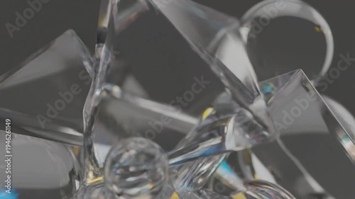 Wallpaper Mural Abstract 3D render of crystalline structures with spherical bubbles, capturing light and prismatic refractions. Torontodigital.ca