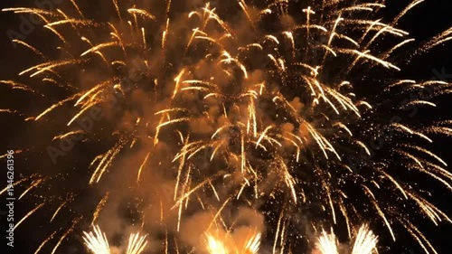 Wallpaper Mural Bright golden fireworks display illuminating the night sky with radiant explosions and stunning pyrotechnics Torontodigital.ca