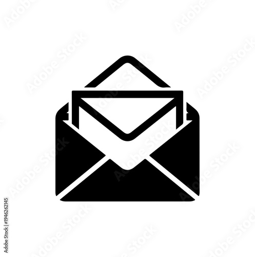 Silhouette of an open envelope with letter