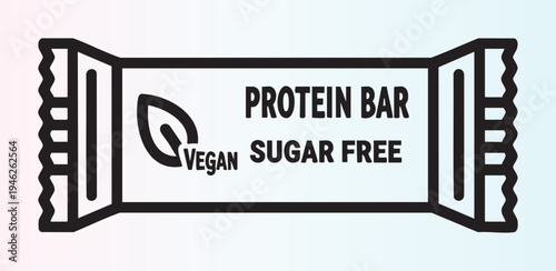 Vegan and sugar free protein bar packaging illustration