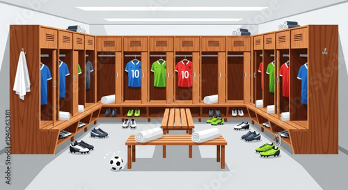 Professional Soccer Locker Room Illustration