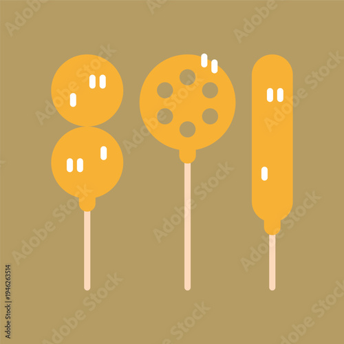 編集可能な大阪名物の串カツアイコン