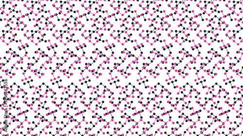 A dense cluster of atomic structures. Some of the molecules are pink.