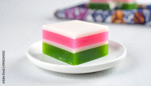 Kue lapis, a traditional indonesian layer cake, displaying vibrant colors