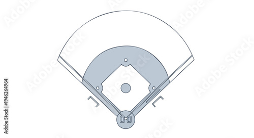 Top-down view of a baseball field with a batter's box and home plate on a white background.