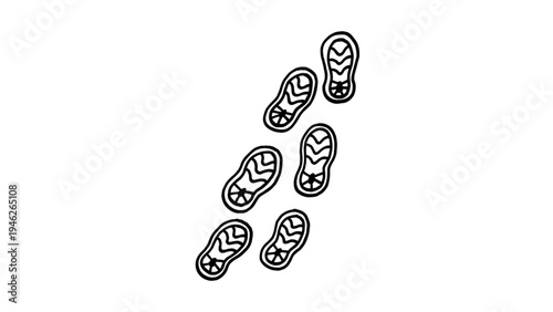 Shoe Footprints or Sneaker Tread Marks Vector Silhouette