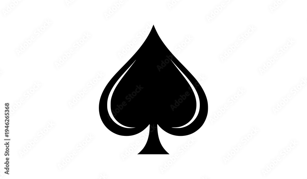 Fototapeta premium Minimal black spade icon playing card suit symbol simple vector design
