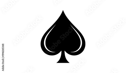 Minimal black spade icon playing card suit symbol simple vector design