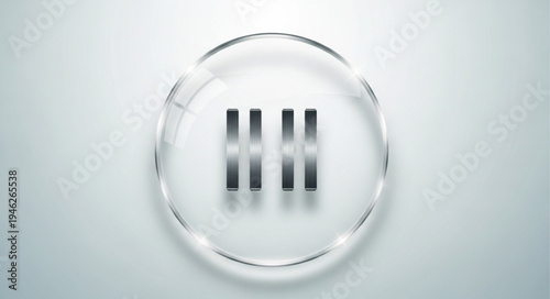 Close up of a petri dish with a pause symbol inside.
