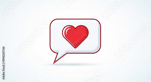 Red heart symbol inside a speech bubble icon.