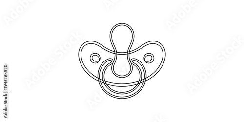 Simple line drawing of a baby pacifier isolated on a white background for design Vector, illustration