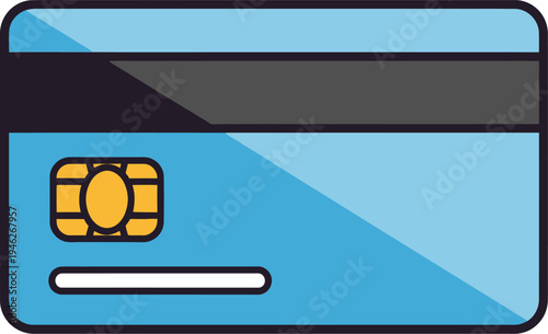 Blue credit card with secure emv chip technology