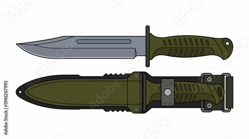 Tactical knife with sheath.