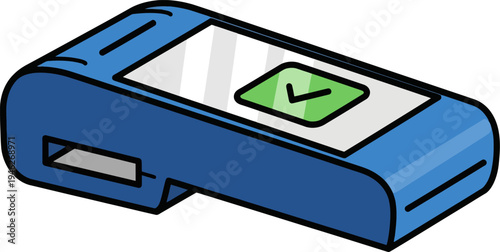 Mobile payment terminal showing successful transaction