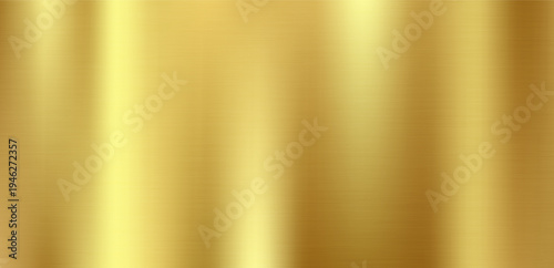 Golden Brushed Metal Surface with Vertical Streaks and Polished Reflective Gradient Texture