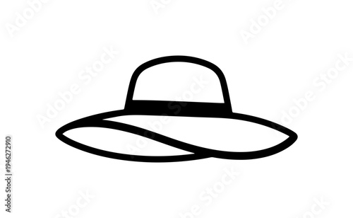 Silhouette of a wide brimmed hat with a chin strap