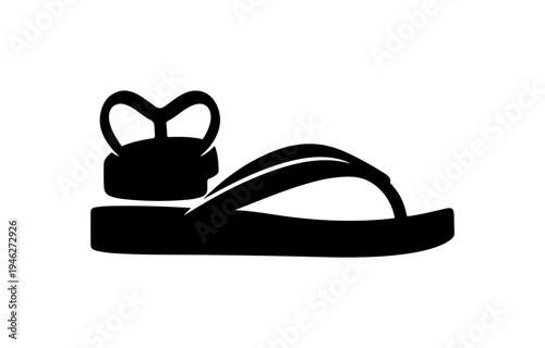 Silhouette of a black thong sandal with bunny ears on the toe strap