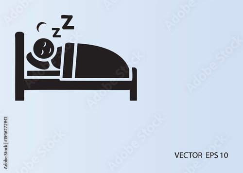 Flat icon of a person sleeping peacefully in bed