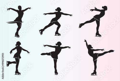 Figure skater performing various poses and moves on ice