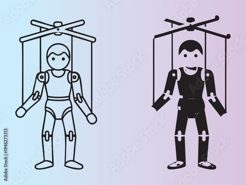 Illustration of robotic exoskeleton suits for human rehabilitation and support