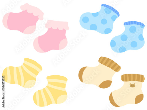 子ども用靴下のイラストセット ベクター素材