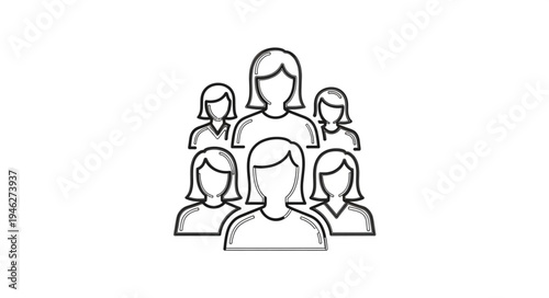 Group of diverse women standing together illustration.