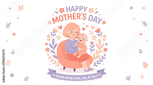 Mother and Child Illustration for Mothers Day.