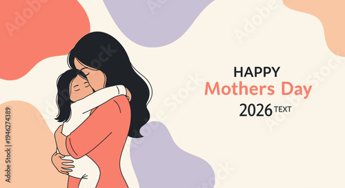 Mother and Daughter Hugging with Love.