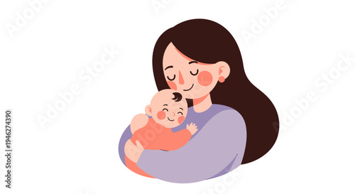 Mother holding baby close to her chest.