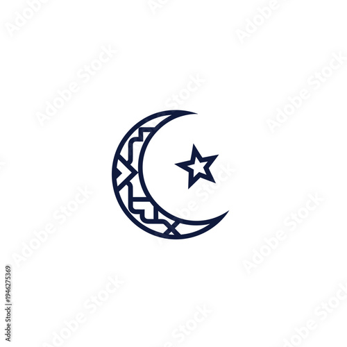 Islamic crescent moon and star symbol.