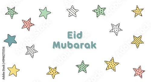 Eid Mubarak star patterns.