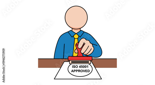 ISO 45001 approved certification stamp on official document