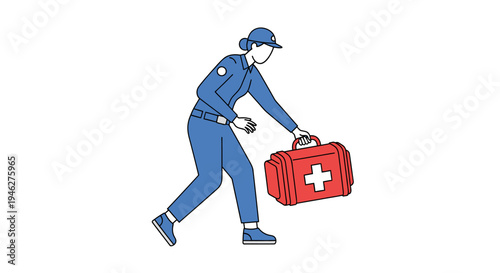 Female worker running with first aid kit for emergency medical response