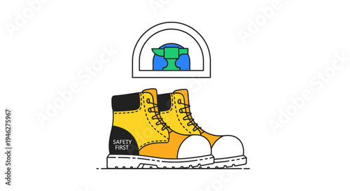 Yellow steel toe industrial safety boots for construction worker foot protection PPE