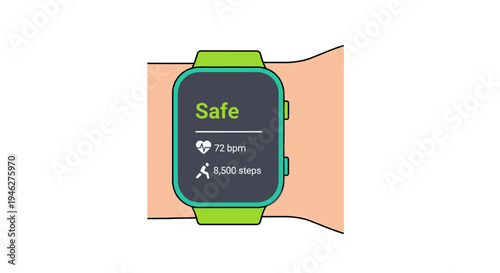 Smartwatch health tracker on wrist for fitness monitoring and heart rate display