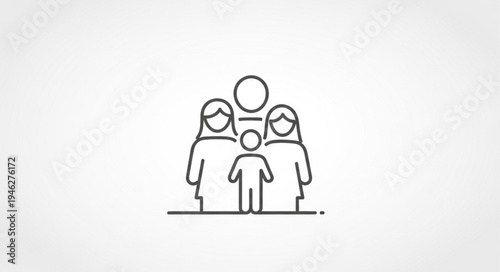 Simple Line Art Icon Representing a Family Unit.
