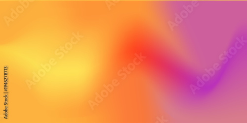 Sunset gradation background. Warm gradient yellow, orange purple hues blending, perfect for autumn design, seasonal presentation projects. Wavy light line backdrop. Vector vibrant bg.