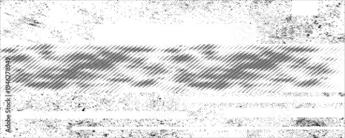 Grunge halftone gradient background. Faded grit noise texture. White and black sandy wallpaper. Retro pixelated backdrop. Anime or manga style comic overlay. Vector graphic design textured template