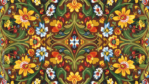 Vibrant Floral Pattern Seamless Background for Textile & Decor Design